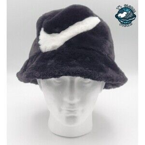 Nike Apex Faux Fur Bucket Hat Black Plush Soft Unisex Adult size Large New